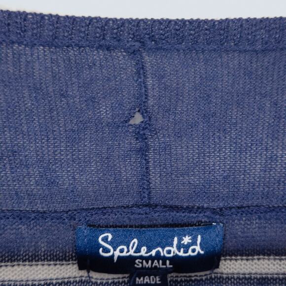 Splendid Striped Cardigan Navy White Open Front Size S Coastal Grandma - Picture 11 of 12